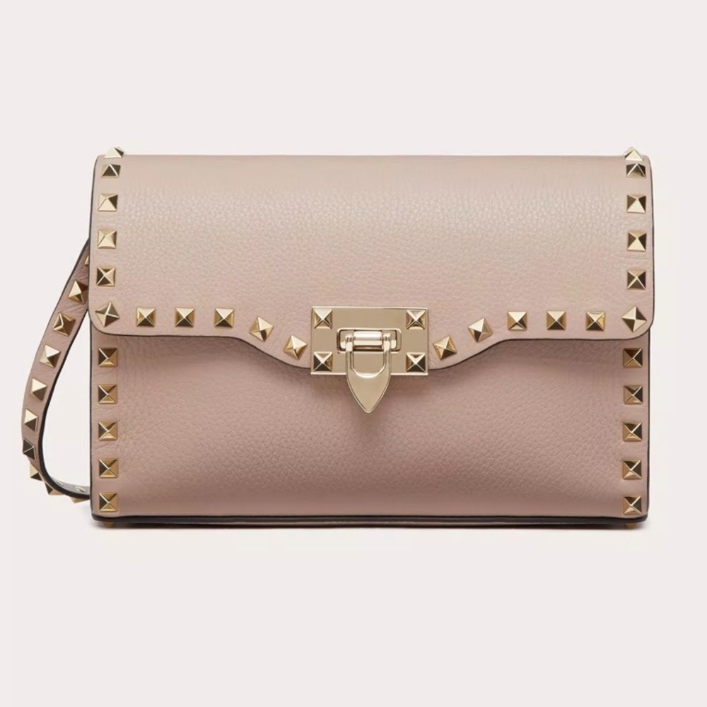 VALENTINO SMALL ROCKSTUD GRAINY CALFSKIN CROSSBODY BAG